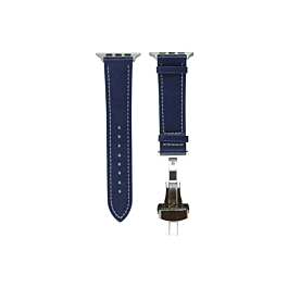 iWatch (38/40/41mm) Deployment Buckle Leather Strap Bnad - BLUE