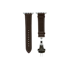 iWatch (38/40/41mm) Deployment Buckle Leather Strap Bnad - BROWN