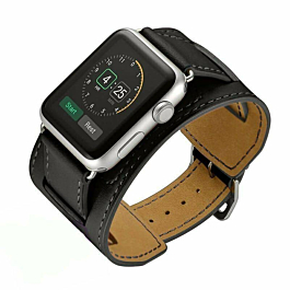 iWatch (38/40/41mm) Leather Bracelet - BLACK