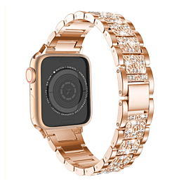 iWatch (38/40/41mm) Diamond Rhinestone Stainless Steel Metal Strap - ROSE GOLD