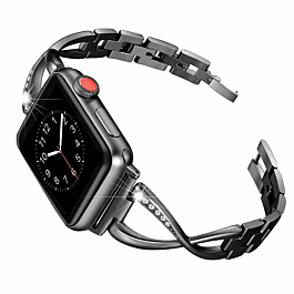 iWatch (38/40/41mm) Bling Crystals Metal Bracelet Band Strap - BLACK