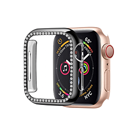 iWatch 38mm Stone PC Bumper Case with Tempered Glass - BLACK