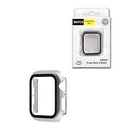 Hard PC Bumper Case with Tempered Glass for iWatch 40mm (SILVER)