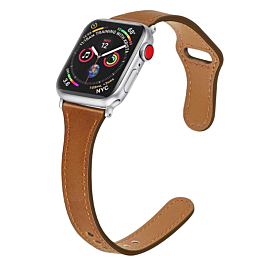 iWatch (42/44/45/49mm) Thin Genuine Leather Band - BROWN