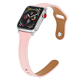 iWatch (42/44/45/49mm) Thin Genuine Leather Band - Pink