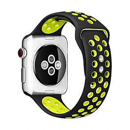 iWatch (42/44/45/49mm) Perforated Silicone Sport Band - BLACK & GREEN