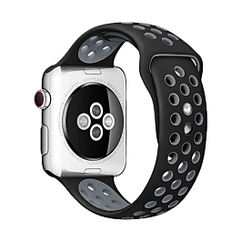 iWatch (42/44/45/49mm) Perforated Silicone Sport Band - BLACK & GREY