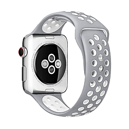 iWatch (42/44/45/49mm) Perforated Silicone Sport Band - GRAY & WHITE