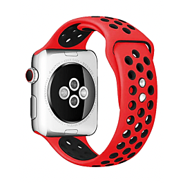 iWatch (42/44/45/49mm) Perforated Silicone Sport Band - RED & BLACK
