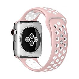 iWatch (42/44/45/49mm) Perforated Silicone Sport Band - SOFT PINK & WHITE