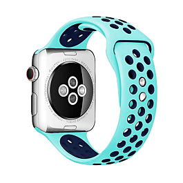 iWatch (42/44/45/49mm) Perforated Silicone Sport Band - TEAL & BLUE