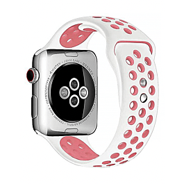 iWatch (42/44/45/49mm) Perforated Silicone Sport Band - WHITE & PINK