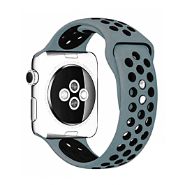 iWatch (42/44/45/49mm) Perforated Silicone Sport Band - NAVY BLUE & BLACK