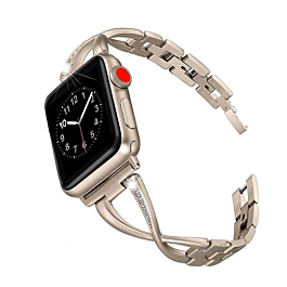 iWatch (42/44/45/49mm) Bling Crystals Metal Bracelet Band Strap - GOLD