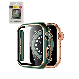 iWatch 44mm Shinny Hard PC Bumper Case - DARK GREEN & ROSE GOLD