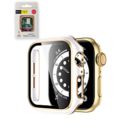 iWatch 44mm Shinny Hard PC Bumper Case - WHITE & GOLD