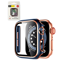 iWatch 44mm Shinny Hard PC Bumper Case - BLUE & ROSE GOLD