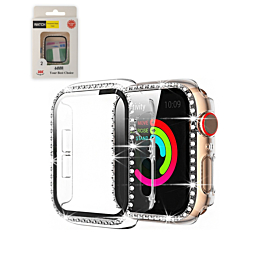 iWatch 44mm Stone PC Bumper Case with Tempered Glass - CLEAR