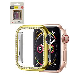 iWatch 44mm Stone PC Bumper Case with Tempered Glass - GOLD