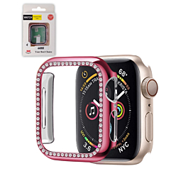 iWatch 44mm Stone PC Bumper Case with Tempered Glass - PINK
