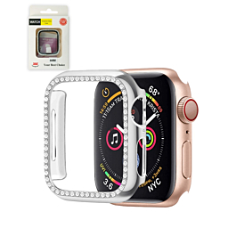 iWatch 44mm Stone PC Bumper Case with Tempered Glass - SILVER