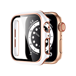 iWatch 45mm Shinny Hard PC Bumper Case - WHITE & ROSE GOLD