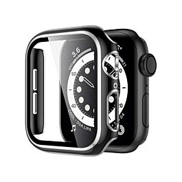 iWatch 45mm Shinny Hard PC Bumper Case - BLACK & SILVER