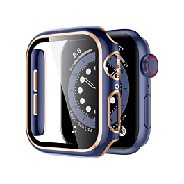 iWatch 45mm Shinny Hard PC Bumper Case - BLUE & SILVER