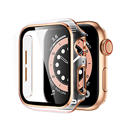 iWatch 45mm Shinny Hard PC Bumper Case - CLEAR & ROSE GOLD