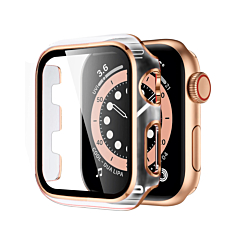 iWatch 42mm Shinny Hard PC Bumper Case - CLEAR & ROSE GOLD