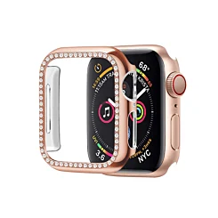 iWatch 42mm (2024) Stone PC Bumper Case with Tempered Glass - ROSE GOLD