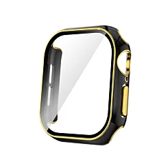 iWatch 42mm (2024) Shinny Hard PC Bumper Case - BLACK & GOLD