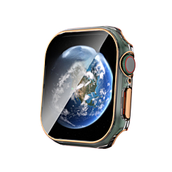 iWatch 42mm (2024) Shinny Hard PC Bumper Case - CLEAR & ROSE GOLD
