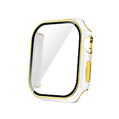 iWatch 42mm (2024) Shinny Hard PC Bumper Case - WHITE & GOLD