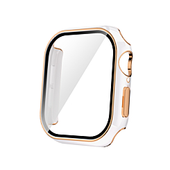 iWatch 42mm (2024) Shinny Hard PC Bumper Case - WHITE & ROSE GOLD