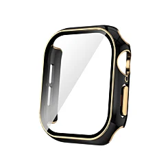 iWatch 46mm (2024) Shinny Hard PC Bumper Case - BLACK & ROSE GOLD