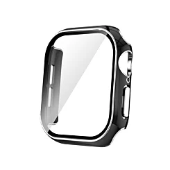 iWatch 46mm (2024) Shinny Hard PC Bumper Case - BLACK & SILVER