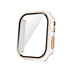 iWatch 46mm (2024) Shinny Hard PC Bumper Case - WHITE & ROSE GOLD