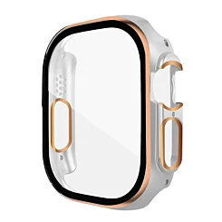 iWatch 49mm Shinny Hard PC Bumper Case - WHITE & ROSE GOLD
