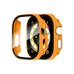 iWatch 49mm Hard PC Bumper Case with Tempered Glass - ORANGE