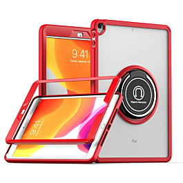 Hard Thin case with kickstand for iPad 7/8/9 Red Clear