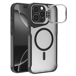 Matte Finish Camera Protection Kickstand Case for 13 Pro Max - Black