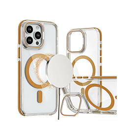 Gloss Finish Camera Protection Kickstand Case for 13 Pro Max - Gold