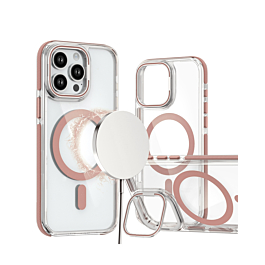Gloss Finish Camera Protection Kickstand Case for 13 Pro Max - Rose Gold