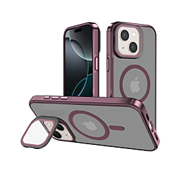 Matte Camera Protect Kickstand Case for 14 Plus / 15 Plus- Burgundy