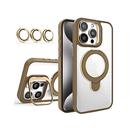 Gloss Case MagSafe Kickstand with camera lens  for 14 Pro Max- Gold