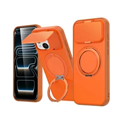 Matte Shock Proof Case with kickstand and Camera cover for 13/14- Orange