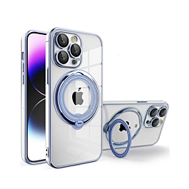 Gloss Clear with Magsafe Kickstand for 15 Pro- Blue