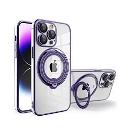 Gloss Clear with Magsafe Kickstand for 15 Pro- Purple