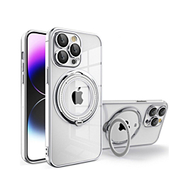 Gloss Clear with Magsafe Kickstand for 15 Pro- Silver